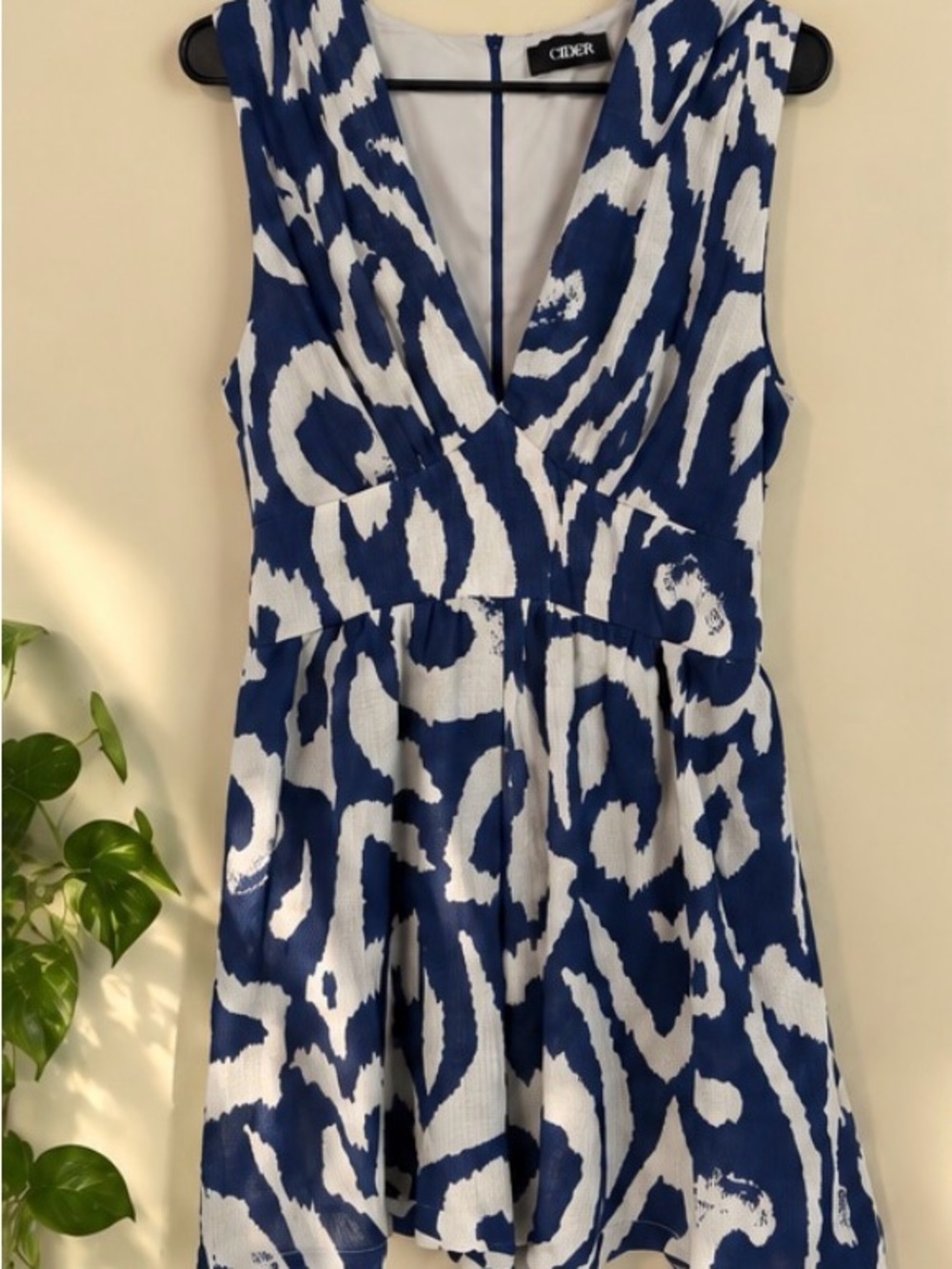 Cider Blue & White Printed V-Neck Romper